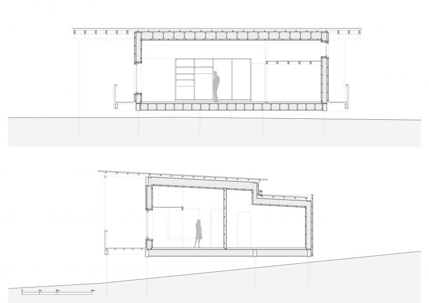Section of the wooden house by Ciguë
