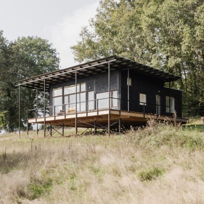The wooden house is a timber home that was designed by Ciguë