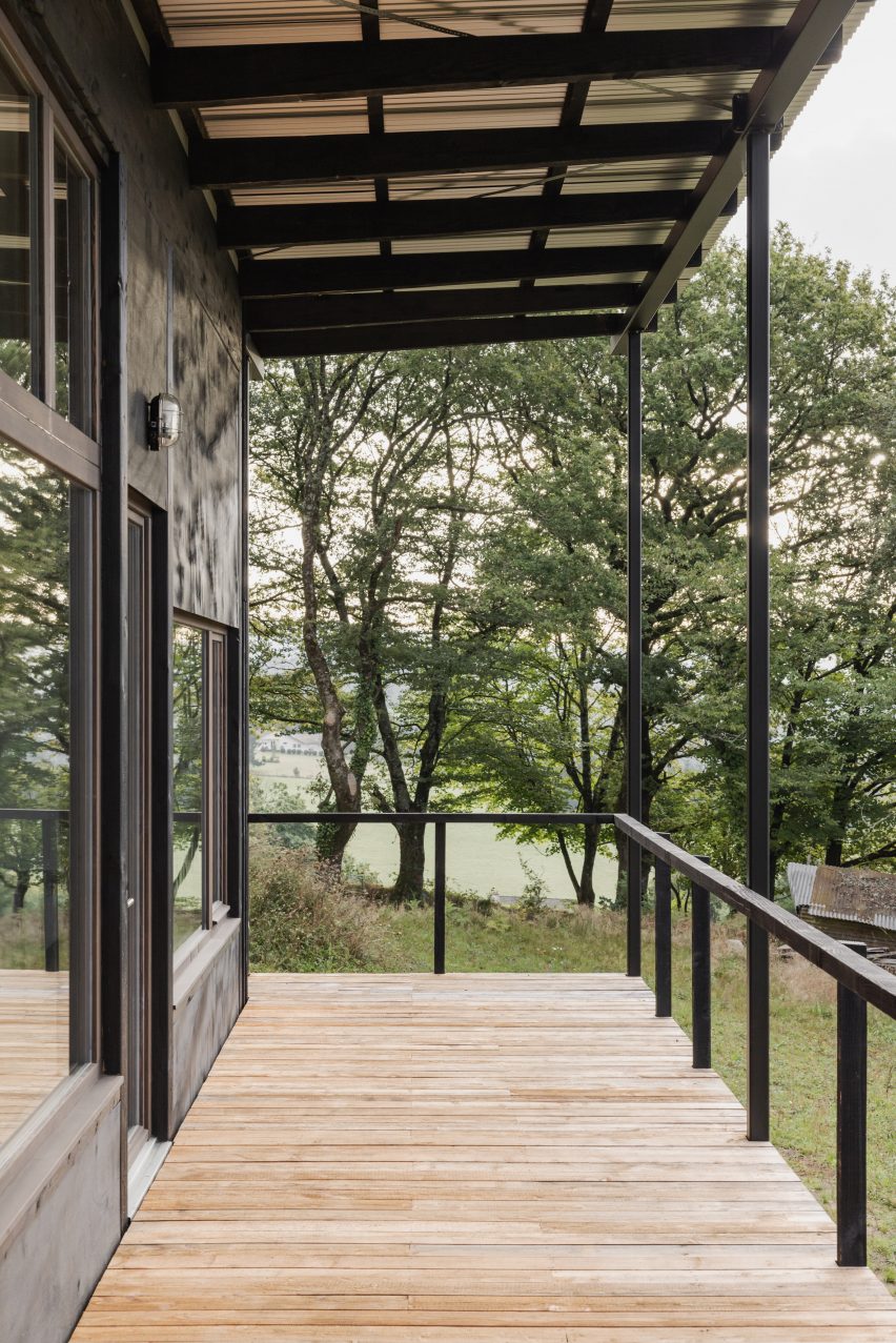 The wooden house is a timber home that was designed by Ciguë