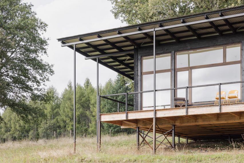 The wooden house is a timber home that was designed by Ciguë