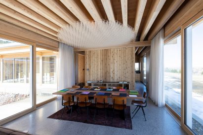 Rough-sawn cedar interiors