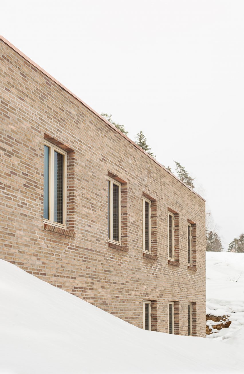 Exterior of Brickhouse with Tower by Sanden+Hodnekvam Arkitekter