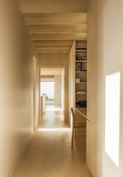Wood-lined corridor