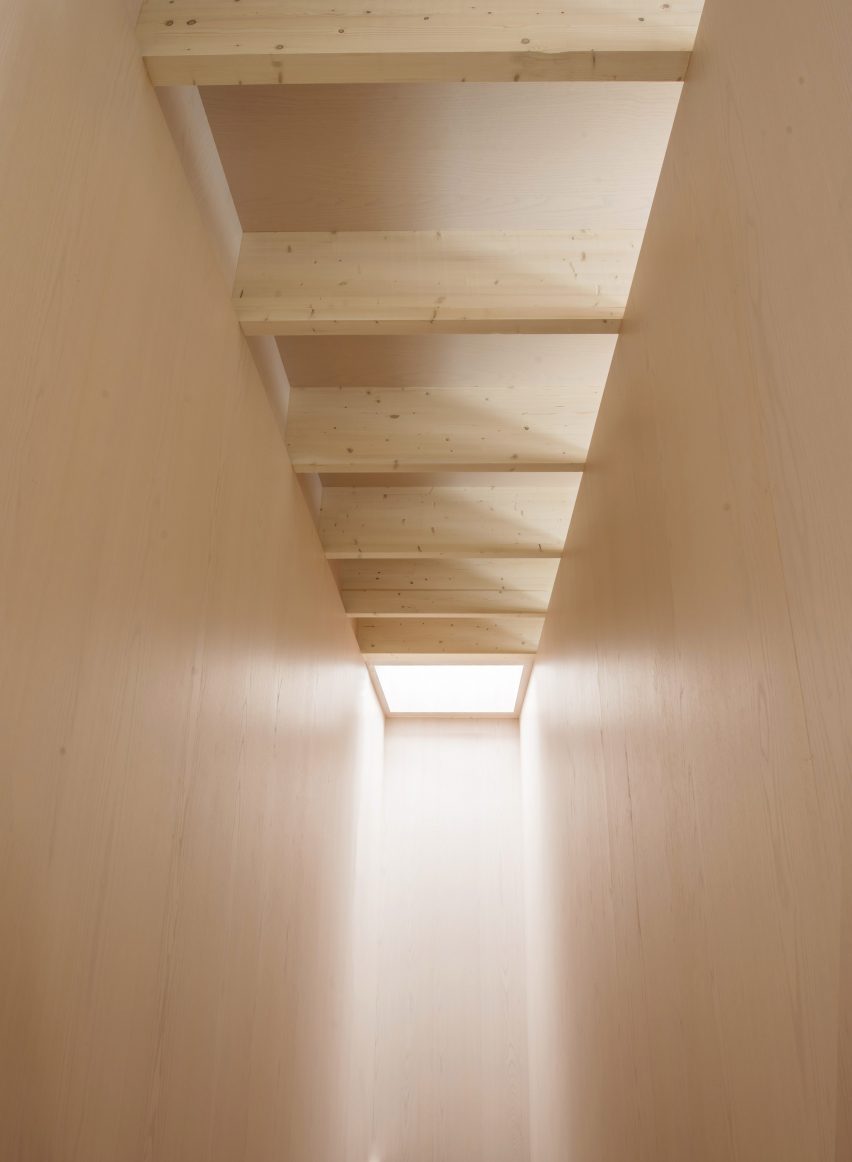 Wood-lined corridor