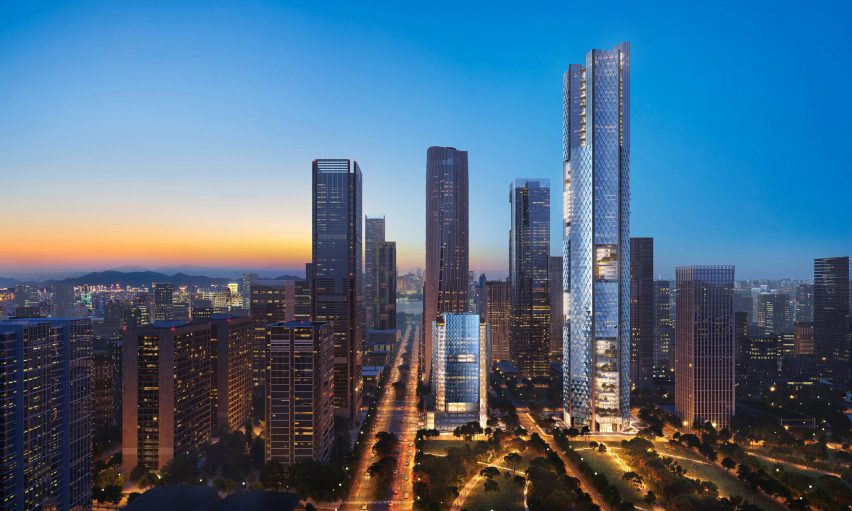 Nanjing Nexus is a 350-metre tall skyscraper by Büro Ole Scheeren