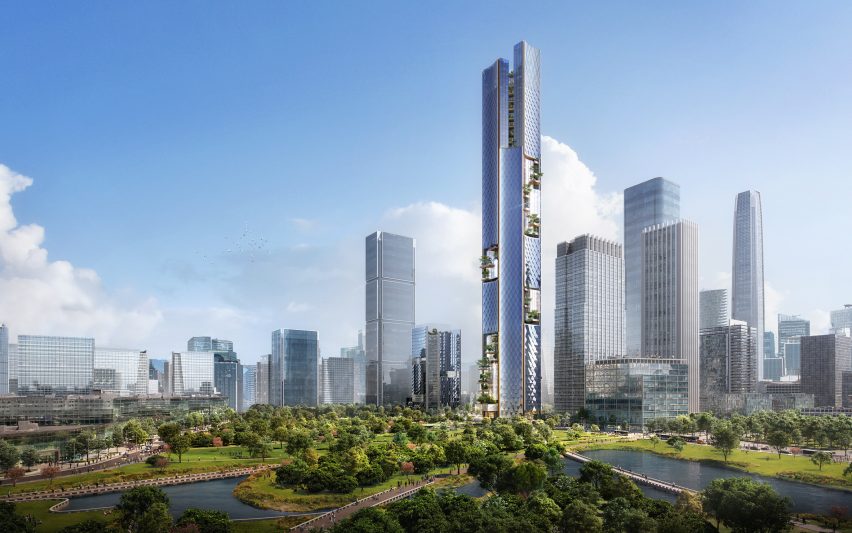 Nanjing Nexus is a 350-metre tall skyscraper by Büro Ole Scheeren