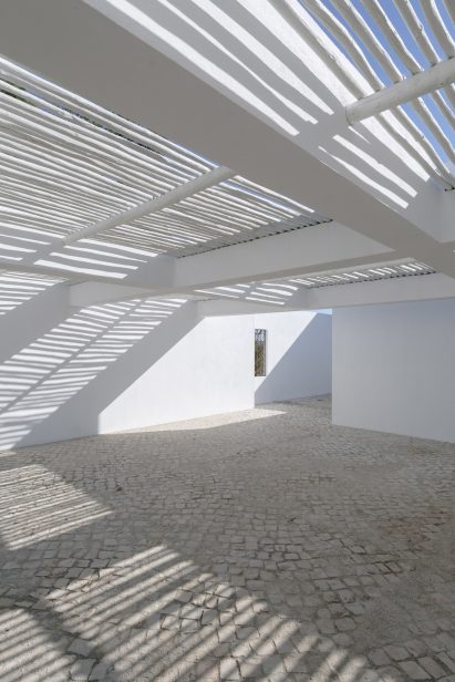 White-painted pergola