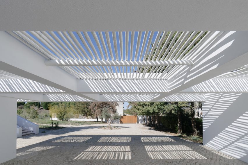 White-painted pergola