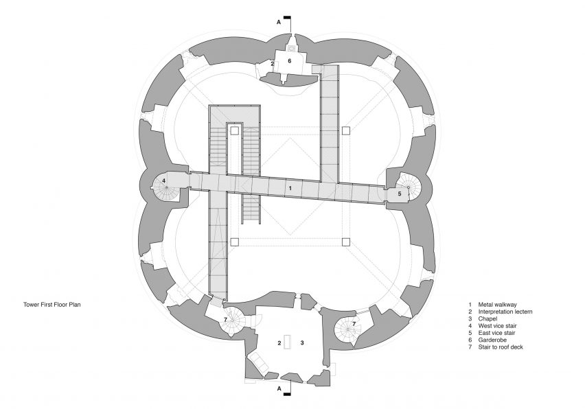 First floor plan of Clifford's Tower renovation by Hugh Broughton Architects