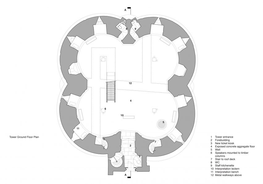 Ground floor plan of Clifford's Tower renovation by Hugh Broughton Architects
