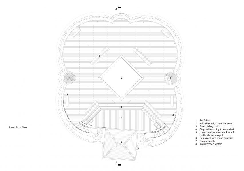 Roof plan of Clifford's Tower renovation by Hugh Broughton Architects