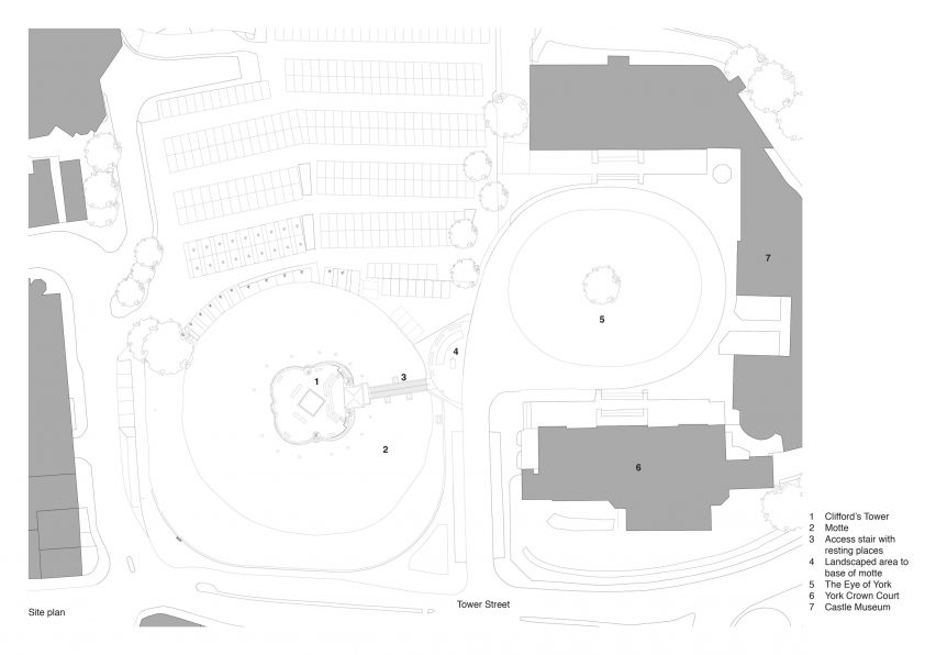 Site plan of Clifford's Tower renovation by Hugh Broughton Architects