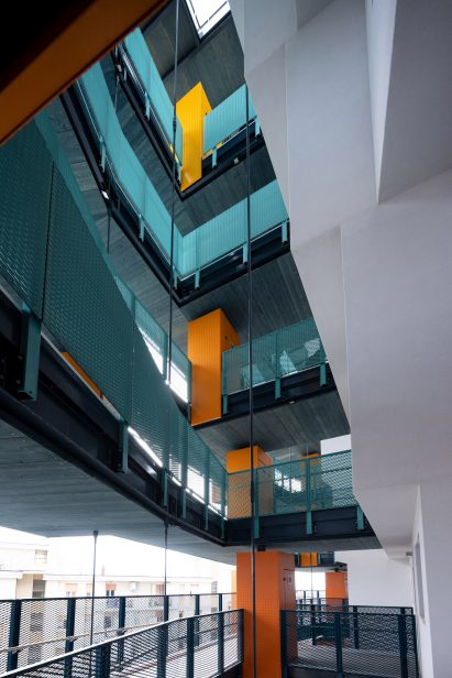 The Building Descending the Stairs has colourful walkways
