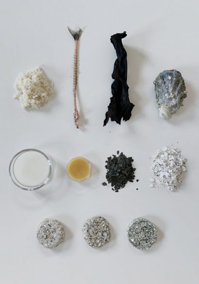 Food waste from restaurant turned into concrete like material by Carolina Härdh
