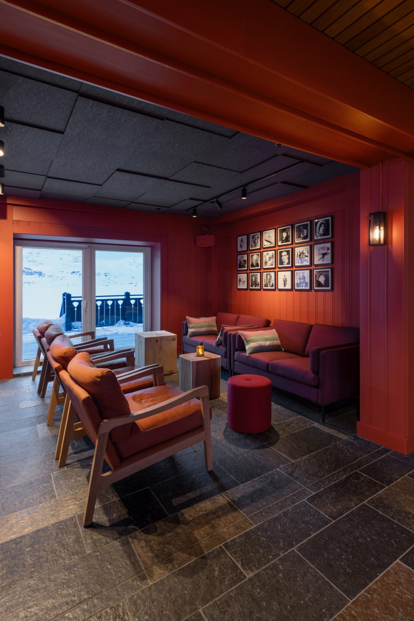 Interiors of Norway's Finse 1222 hotel, designed by Snøhetta