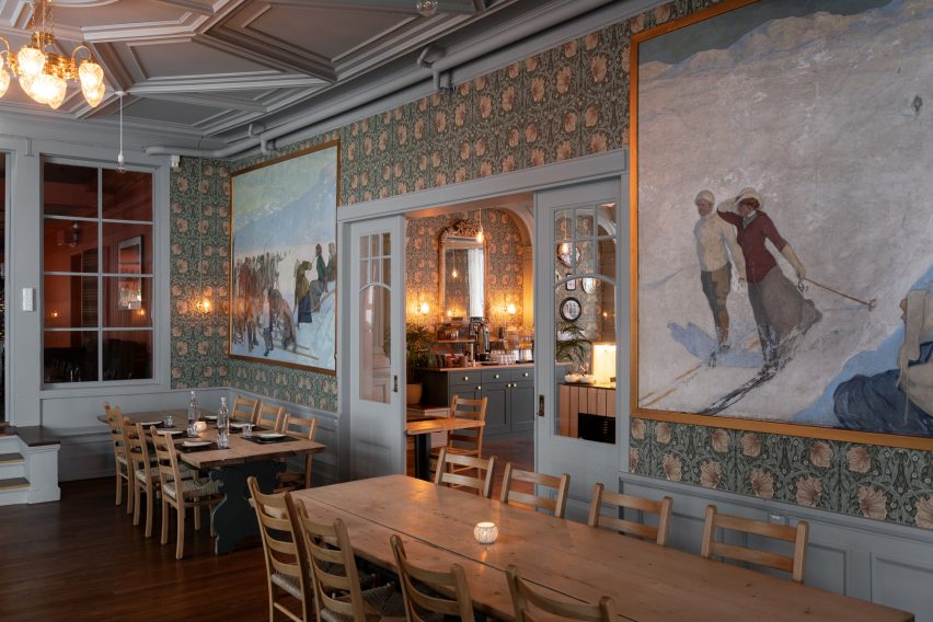 Interiors of Norway's Finse 1222 hotel, designed by Snøhetta