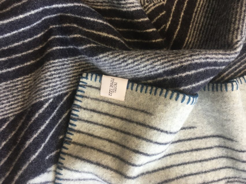 Bespoke blanket made for Norway's Finse 1222 hotel, designed by Snøhetta