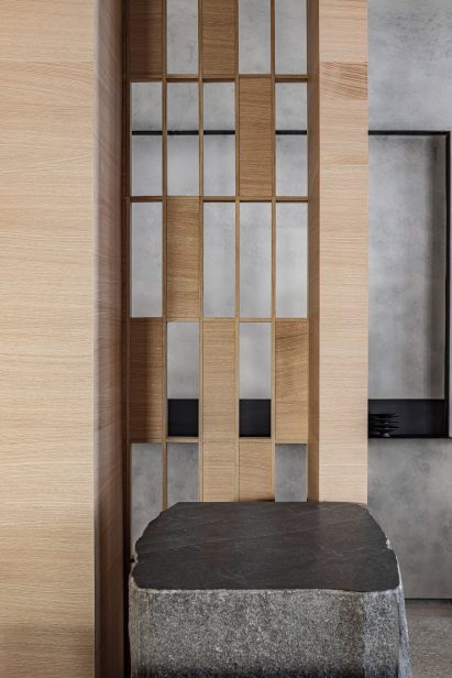 Hiba restaurant in Tel Aviv features oak and granite interior