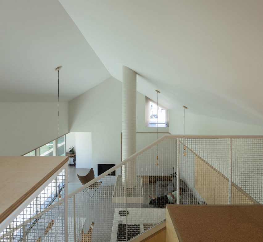 Mezzanine overlooking open-plan living spaces