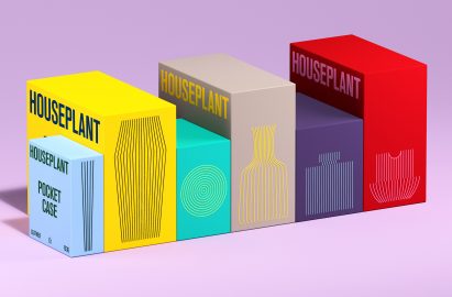Houseplant boxed products showing line drawings on the side
