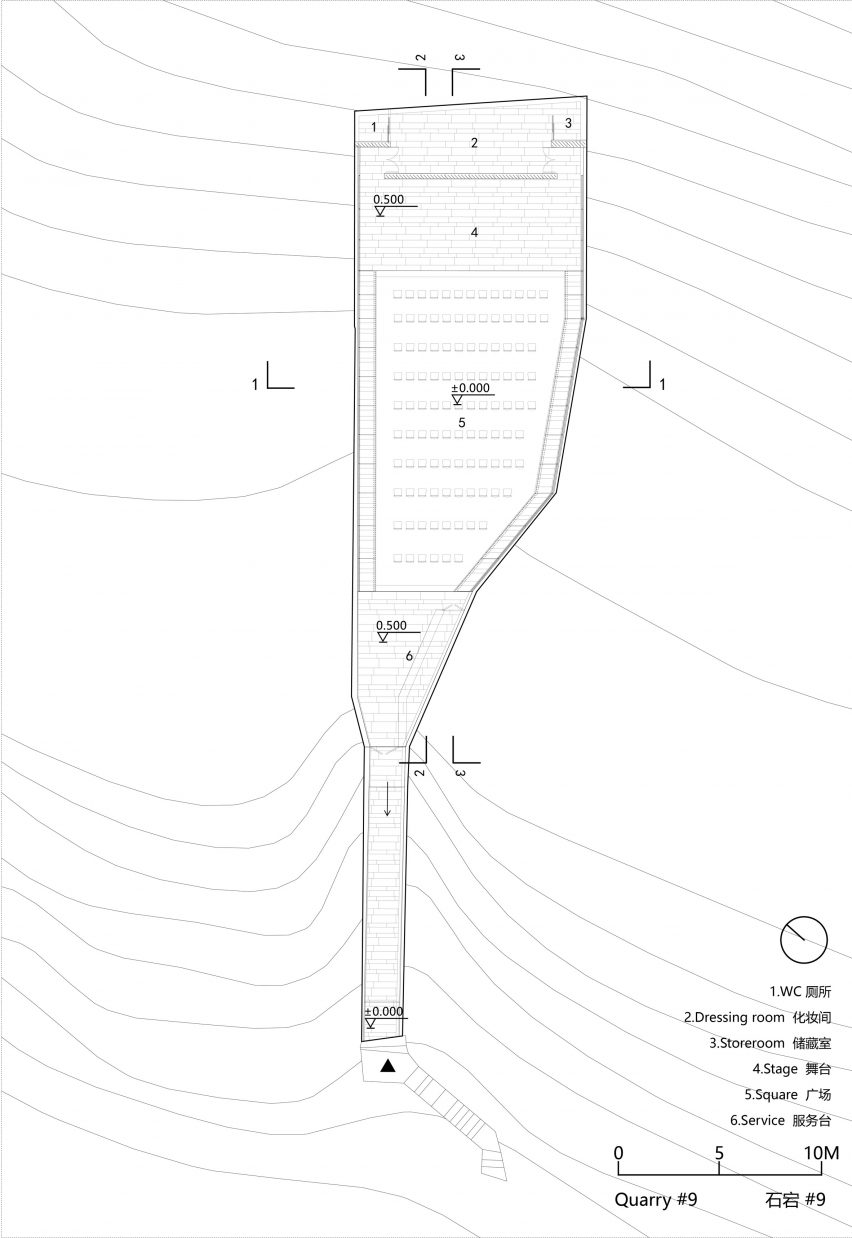 Floor plan of Quarry 9 performance space by DnA_Design and Architecture