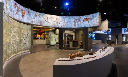 Interior image of the exhibiton spaces at 3-2-1 Qatar Olympic and Sports Museum