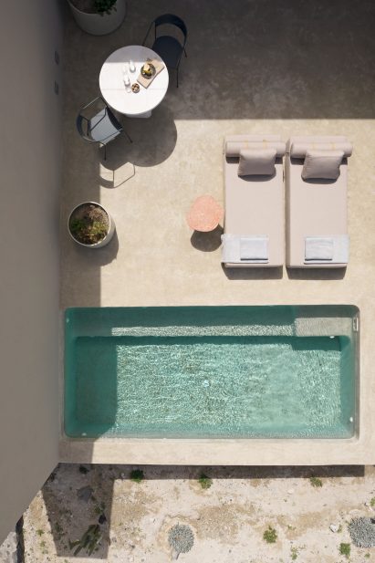 Aerial image of the swimming pool at the holiday home