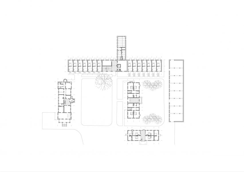 Ground floor plan of the Supportive housing in Stubberupgaard