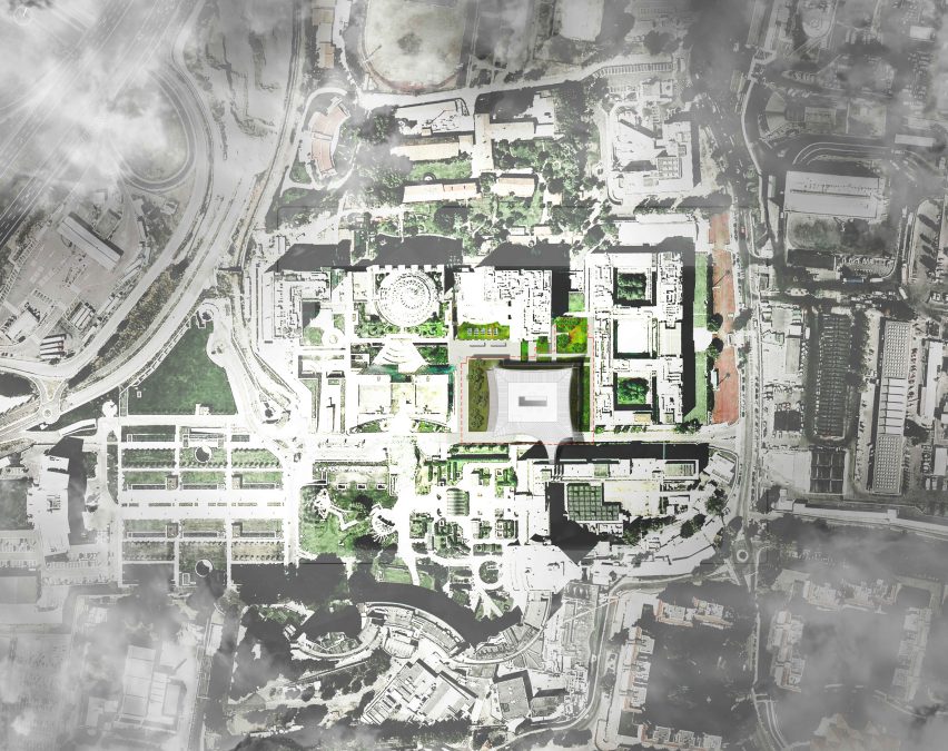 Site drawing of the San Raffaele Hospital by Mario Cucinella Architects