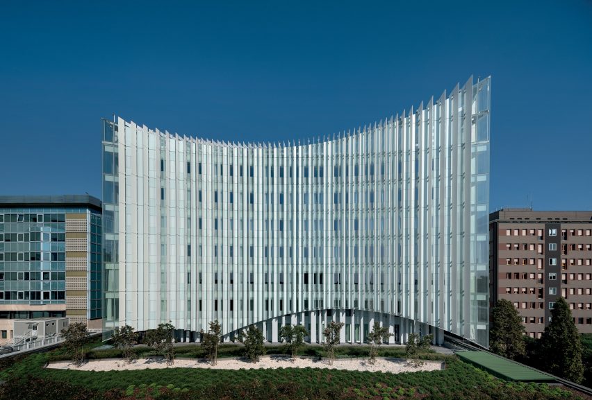 San Raffaele Hospital is a hospital in Milan that was designed by Mario Cucinella Architects