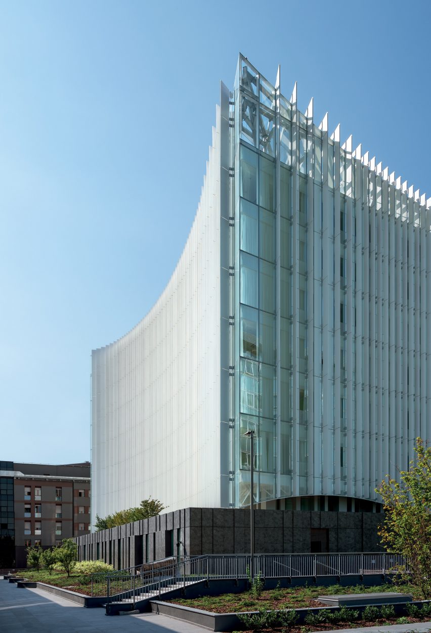 San Raffaele Hospital is a hospital in Milan that was designed by Mario Cucinella Architects