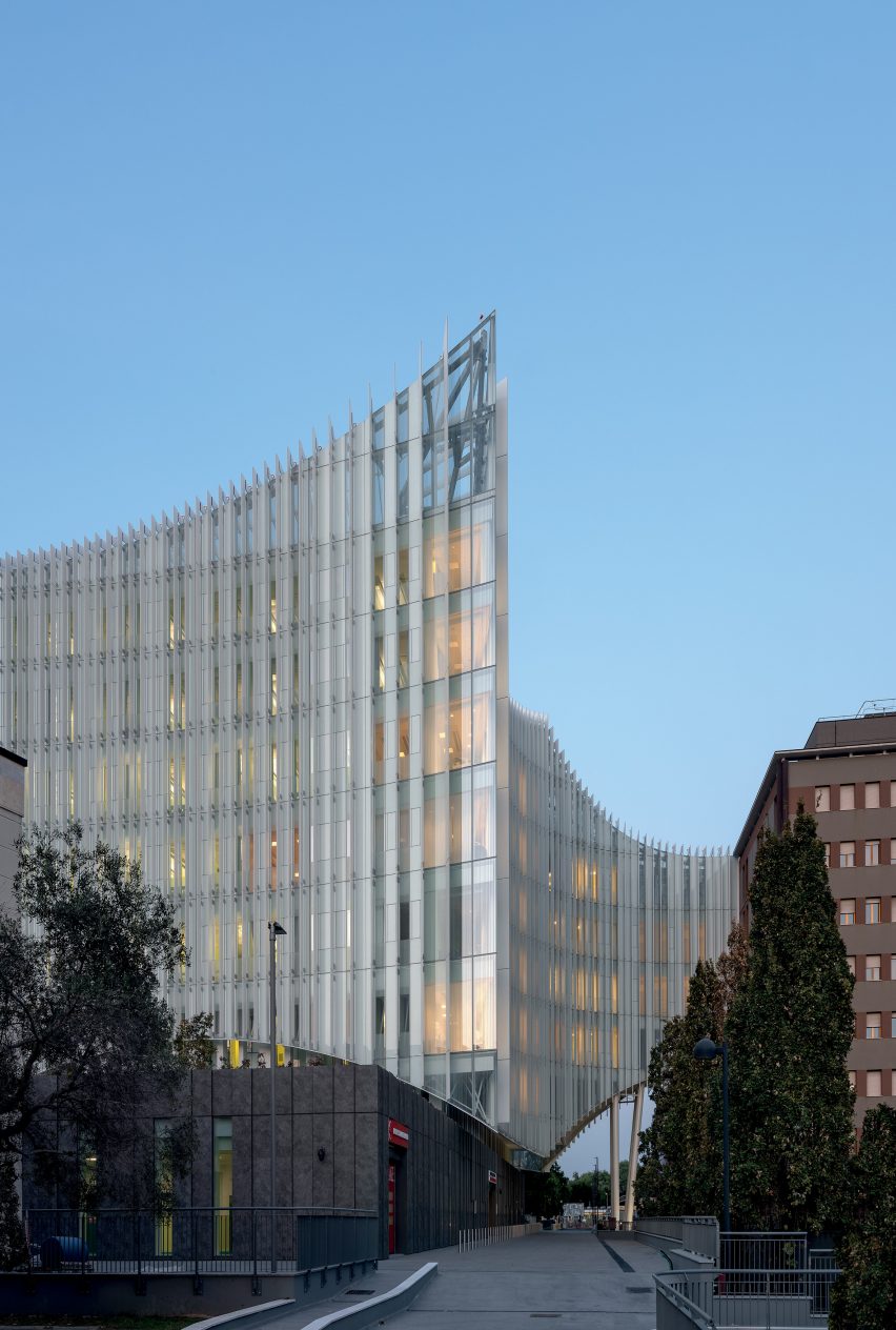 San Raffaele Hospital is a hospital in Milan that was designed by Mario Cucinella Architects
