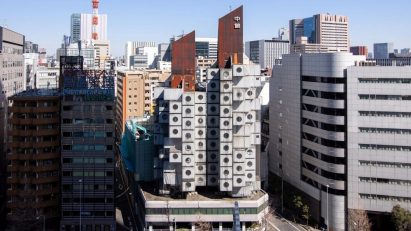 Exterior of Nakagin Capsule Tower, which features in today's Dezeen Agenda newsletter