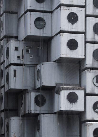 Close up of Nakagin Capsule Tower