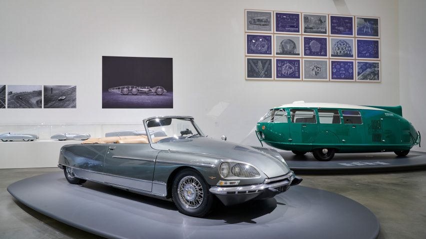 Two cars at Motion: Autos, Art, Architecture exhibition