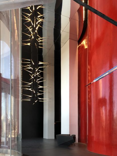 Interior image of the double height lobby