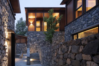Image of a stone pathway leading to the different suites
