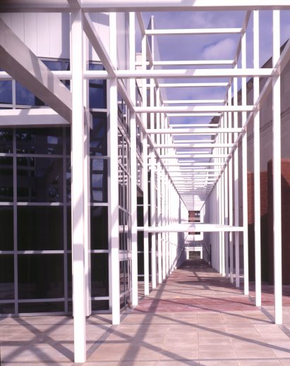 Image of the steel covered walkway at Wexner Center for the Arts