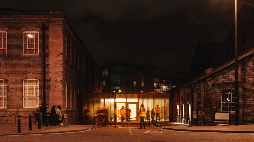 Entrance pavilion for Punchdrunk theatre company by Haworth Tompkins