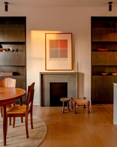 The dining room interiors of Amity Street Residence