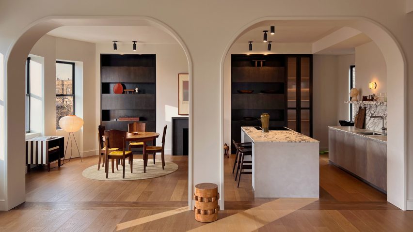 An open plan dining room and kitchen