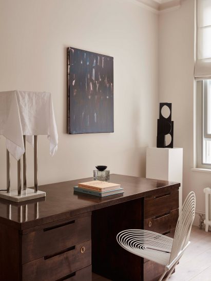 Woodn desk with metal chair in Reighton Road house by Daytrip