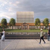 Render of the new office building from the Palazzo Liberty