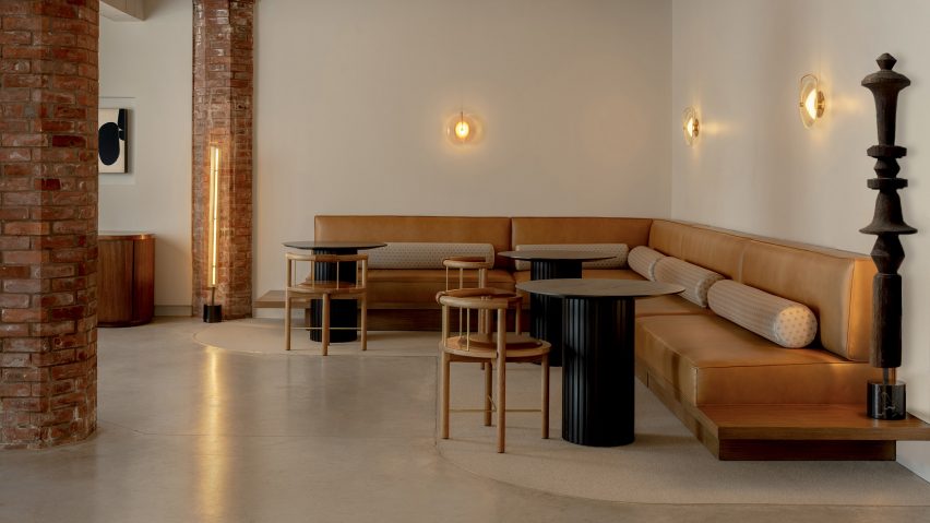 Custom banquettes against the wall