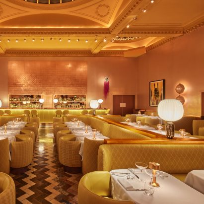 Golden yellow interiors of Sketch, London