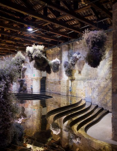 Sea lavender hanging above reflective floor