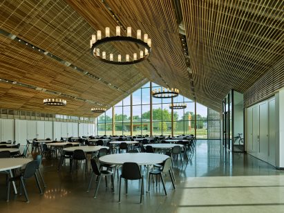Gabled slatted canopy