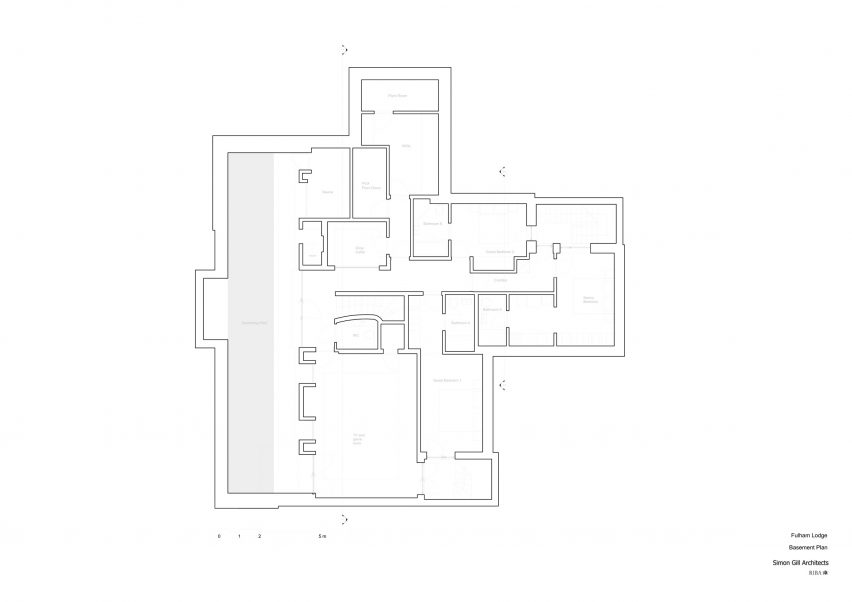 Basement plan for The Lodge by Simon Gill Architects