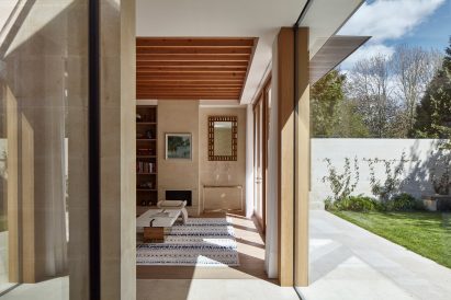 Living room with sliding glass doors