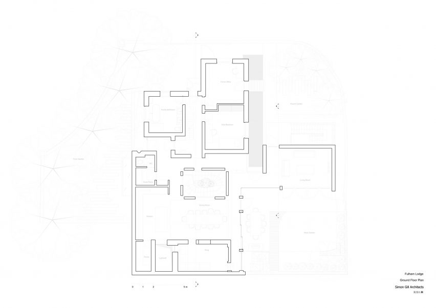 Ground floor plan for The Lodge by Simon Gill Architects